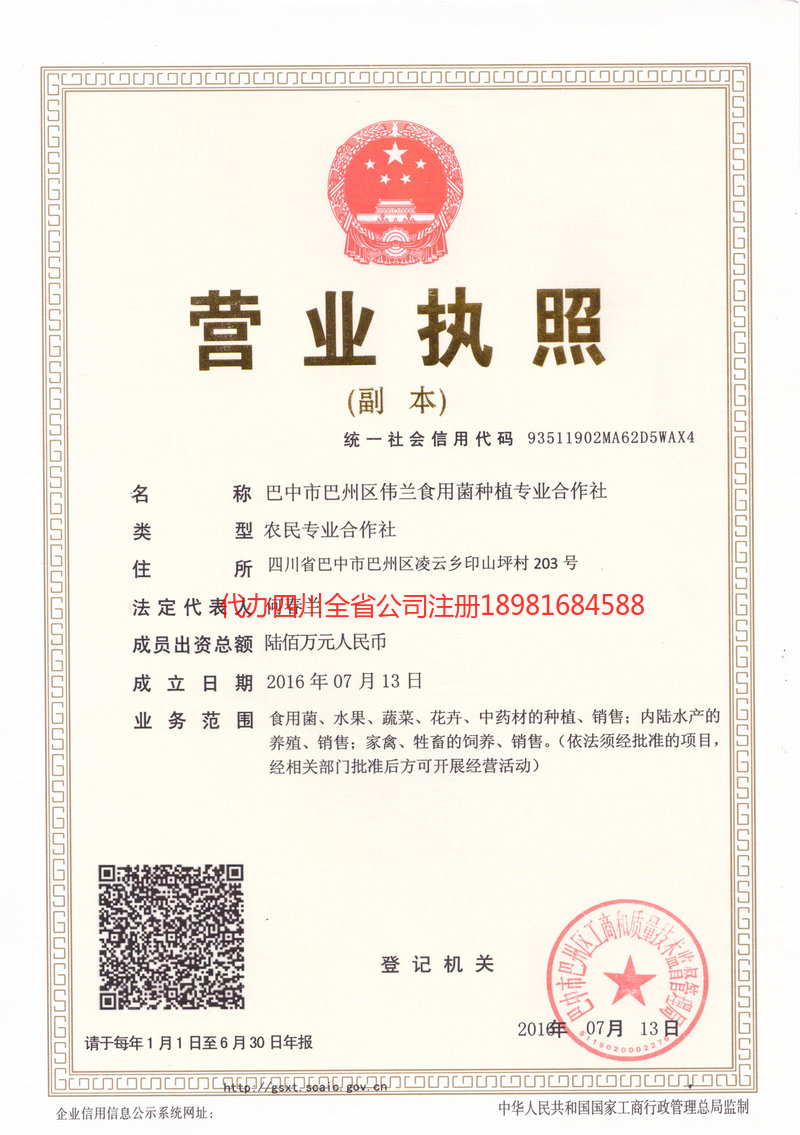 邢台邢台伟兰食用菌种植专业合作社